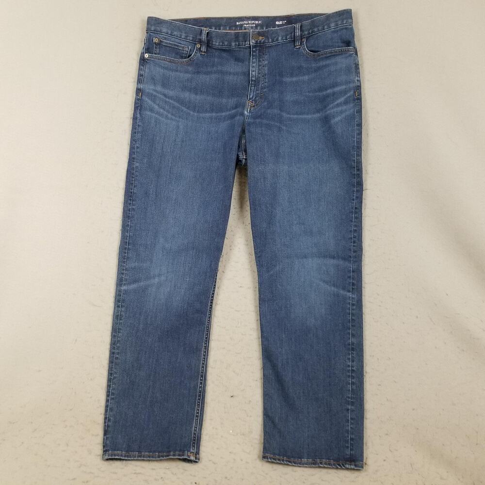 Banana Republic Traveler Slim Straight Jeans Mens 42x32 Blue Stretch Denim Pants